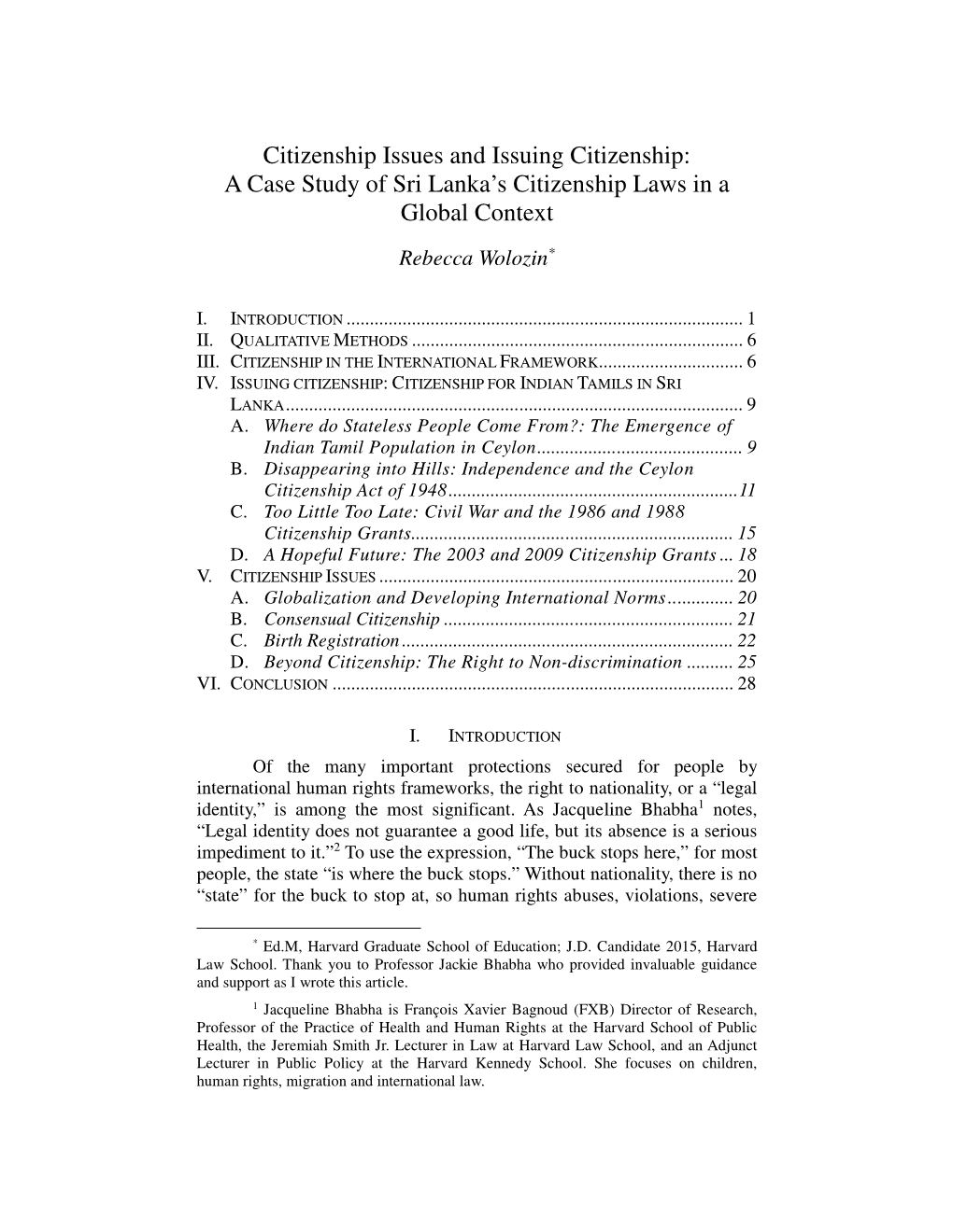 A Case Study of Sri Lanka's Citizenship Laws in a Global Context