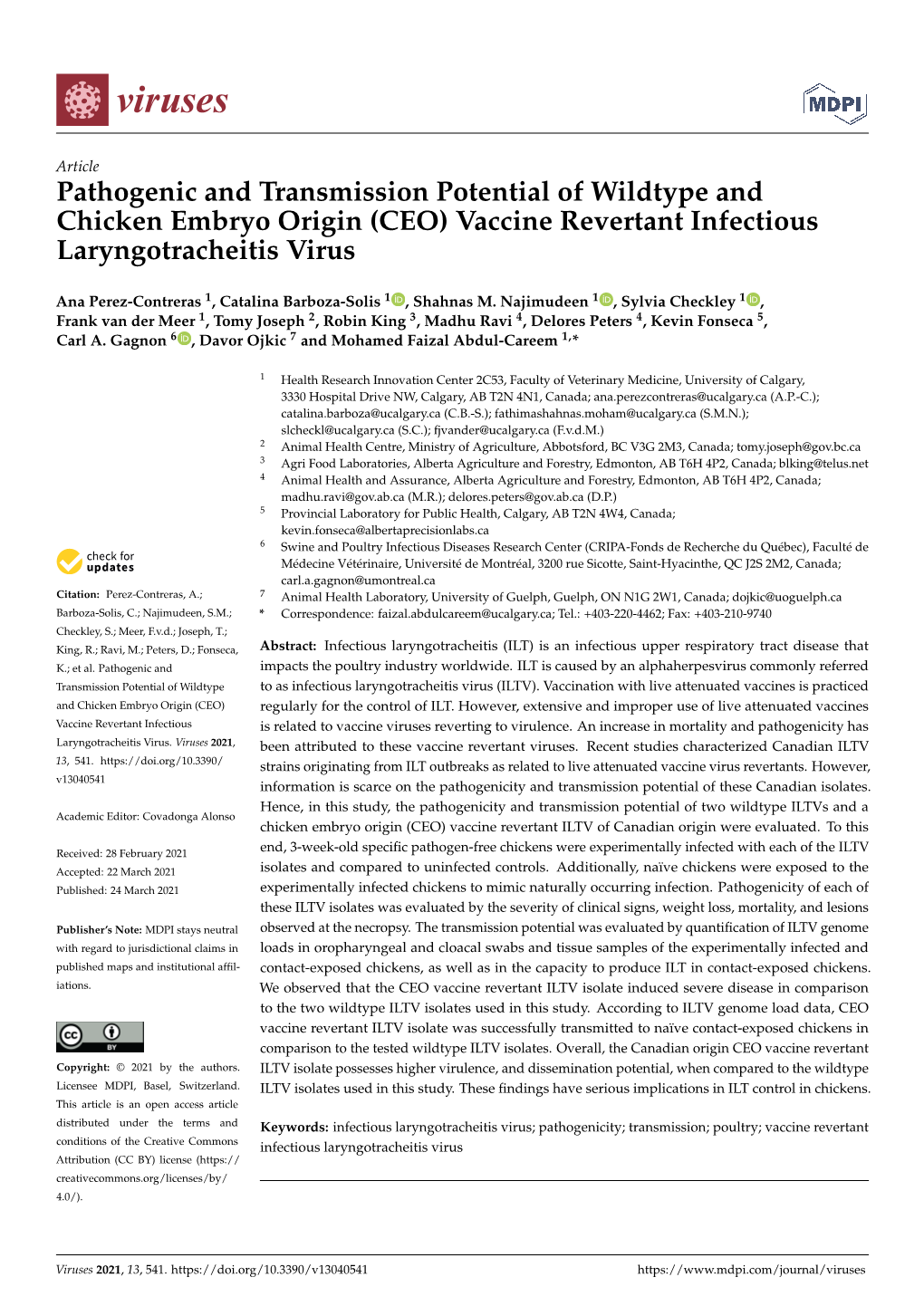 Vaccine Revertant Infectious Laryngotracheitis Virus