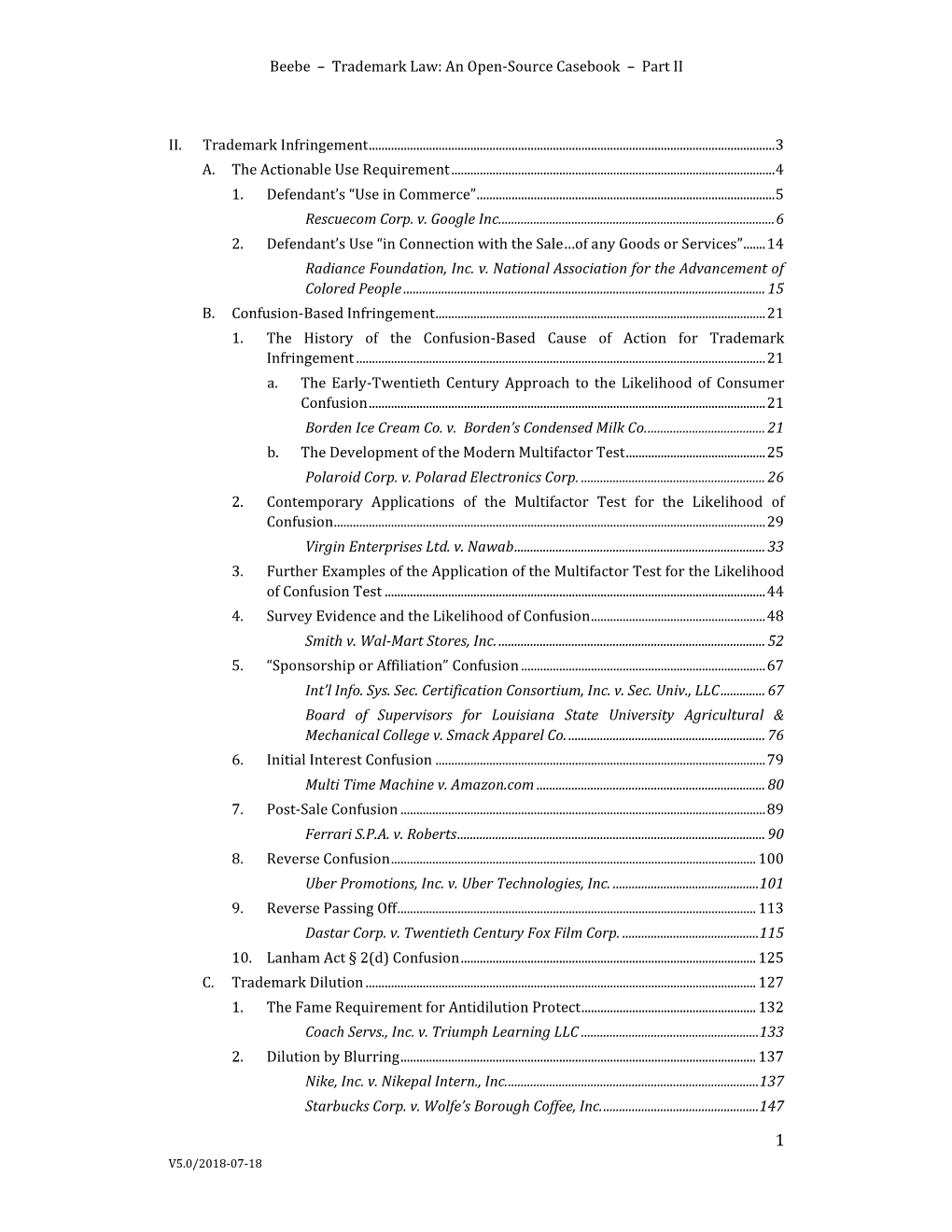 Beebe – Trademark Law: an Open-Source Casebook – Part II II