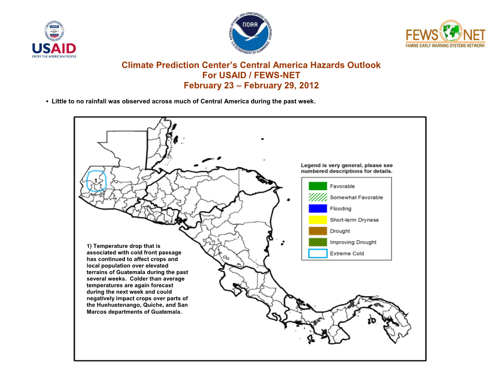 Central America Hazards Outlook, February 23-29, 2012