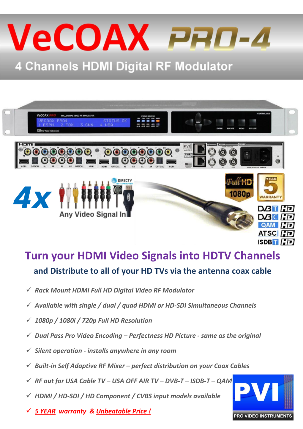 Turn Your HDMI Video Signals Into HDTV Channels