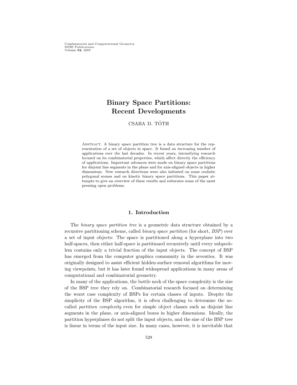 Binary Space Partitions: Recent Developments