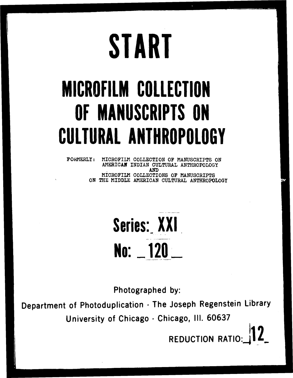 Microfilm Collection of Manoscripts on Cultural Anthropology