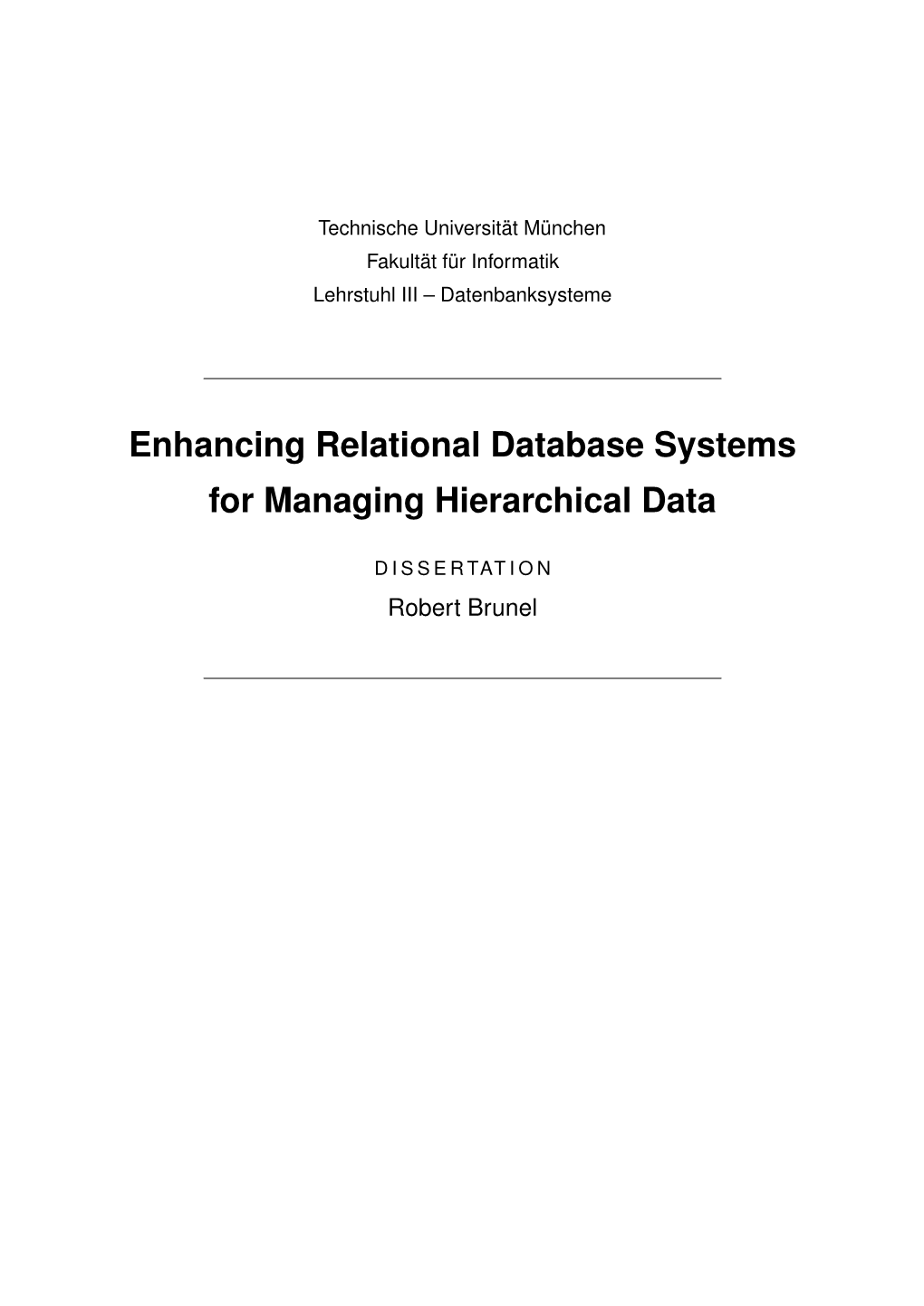 Enhancing Relational Database Systems for Managing Hierarchical Data