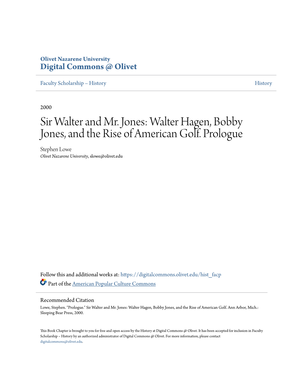 Walter Hagen, Bobby Jones, and the Rise of American Golf