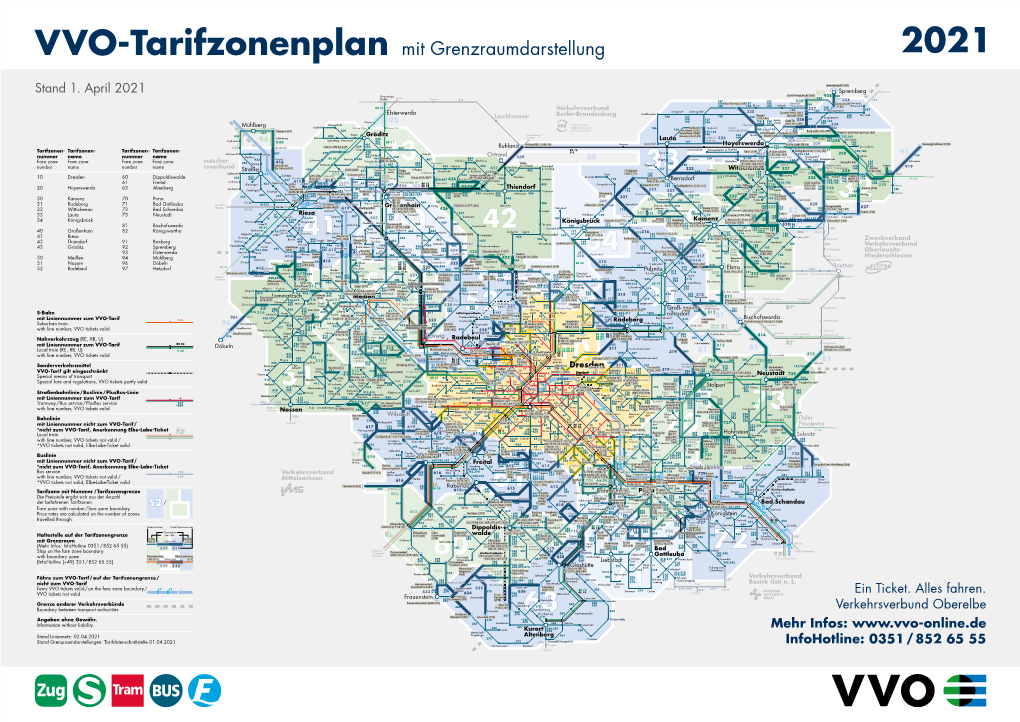 VVO Tarifzonenplan Mit Grenzraumdarstellung