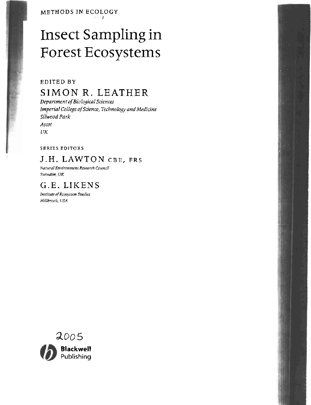 Insect Sampling in Forest Ecosystems