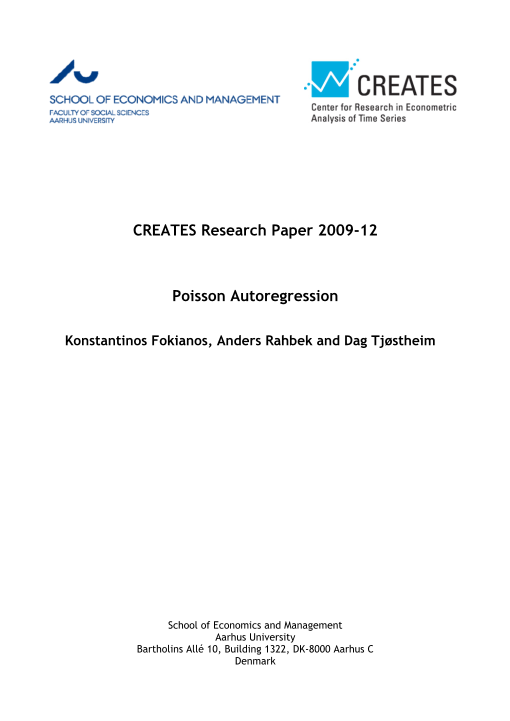 CREATES Research Paper 2009-12 Poisson Autoregression