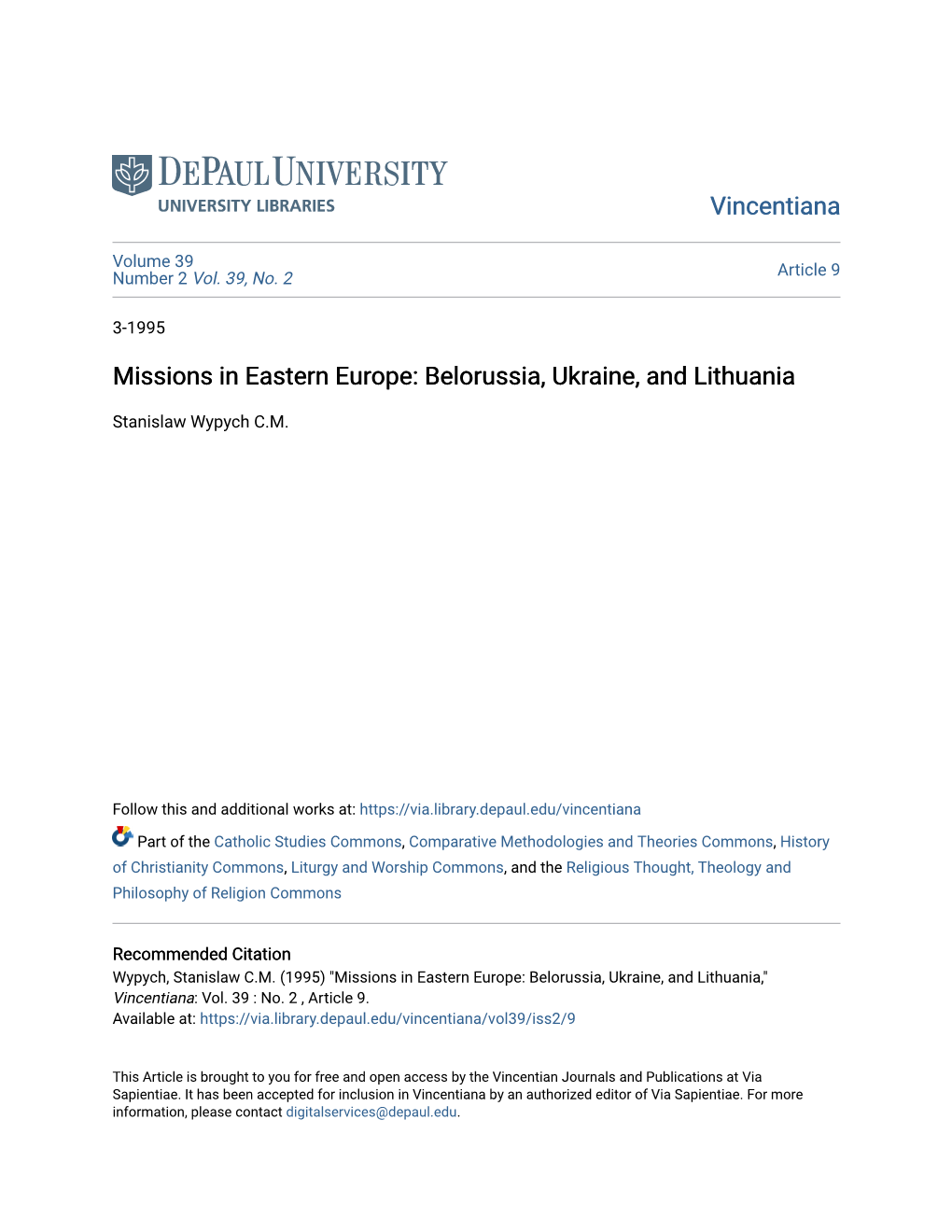 Missions in Eastern Europe: Belorussia, Ukraine, and Lithuania