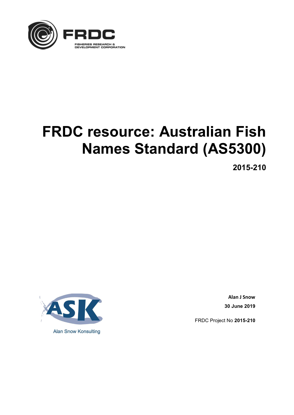 FRDC Resource: Australian Fish Names Standard (AS5300) 2015-210