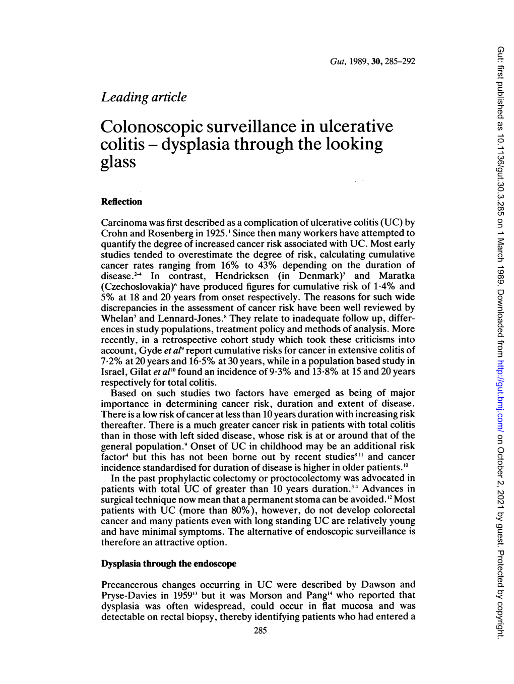Colonoscopic Surveillance in Ulcerative Colitis - Dysplasia Through the Looking Glass