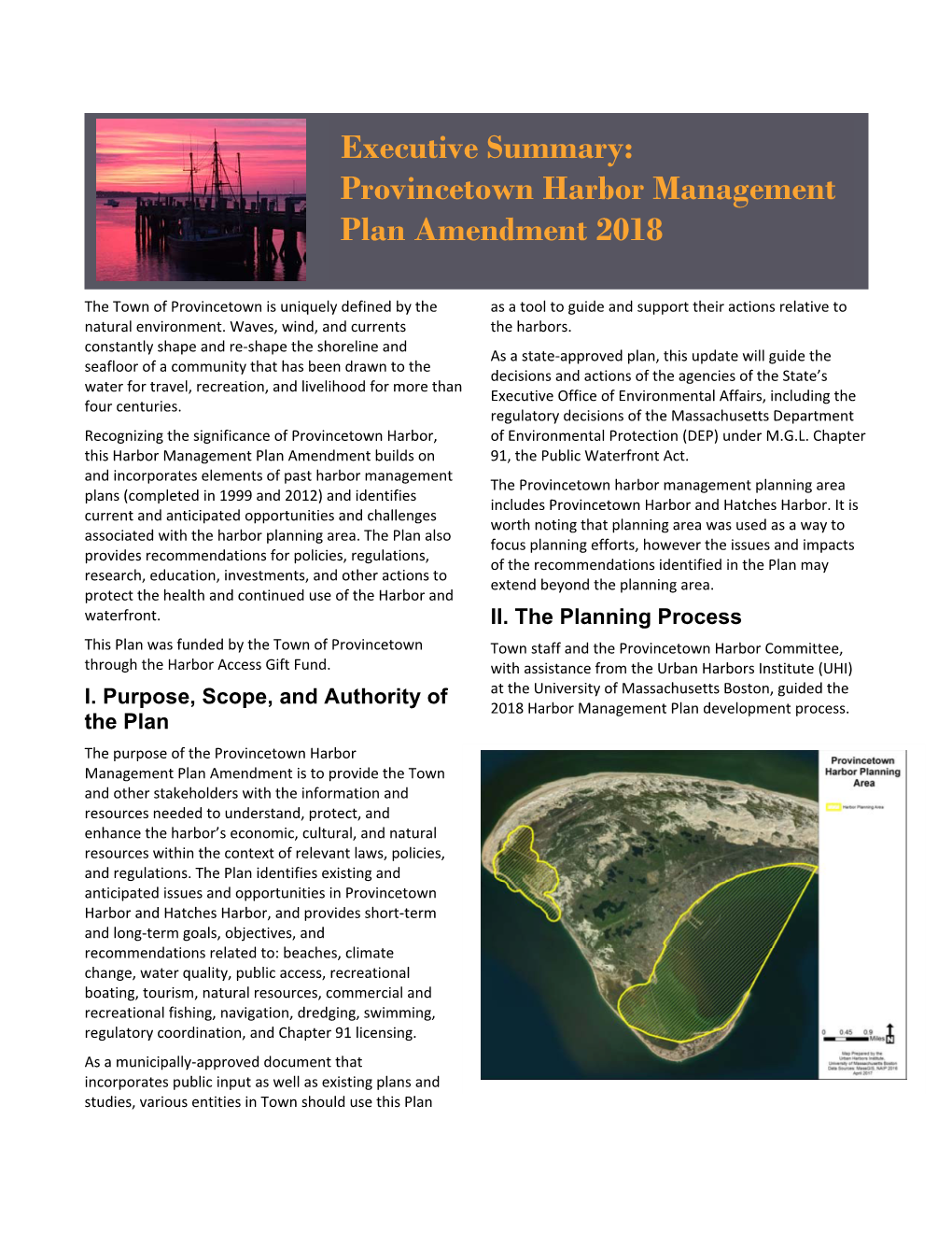 Provincetown Harbor Management Plan Amendment 2018