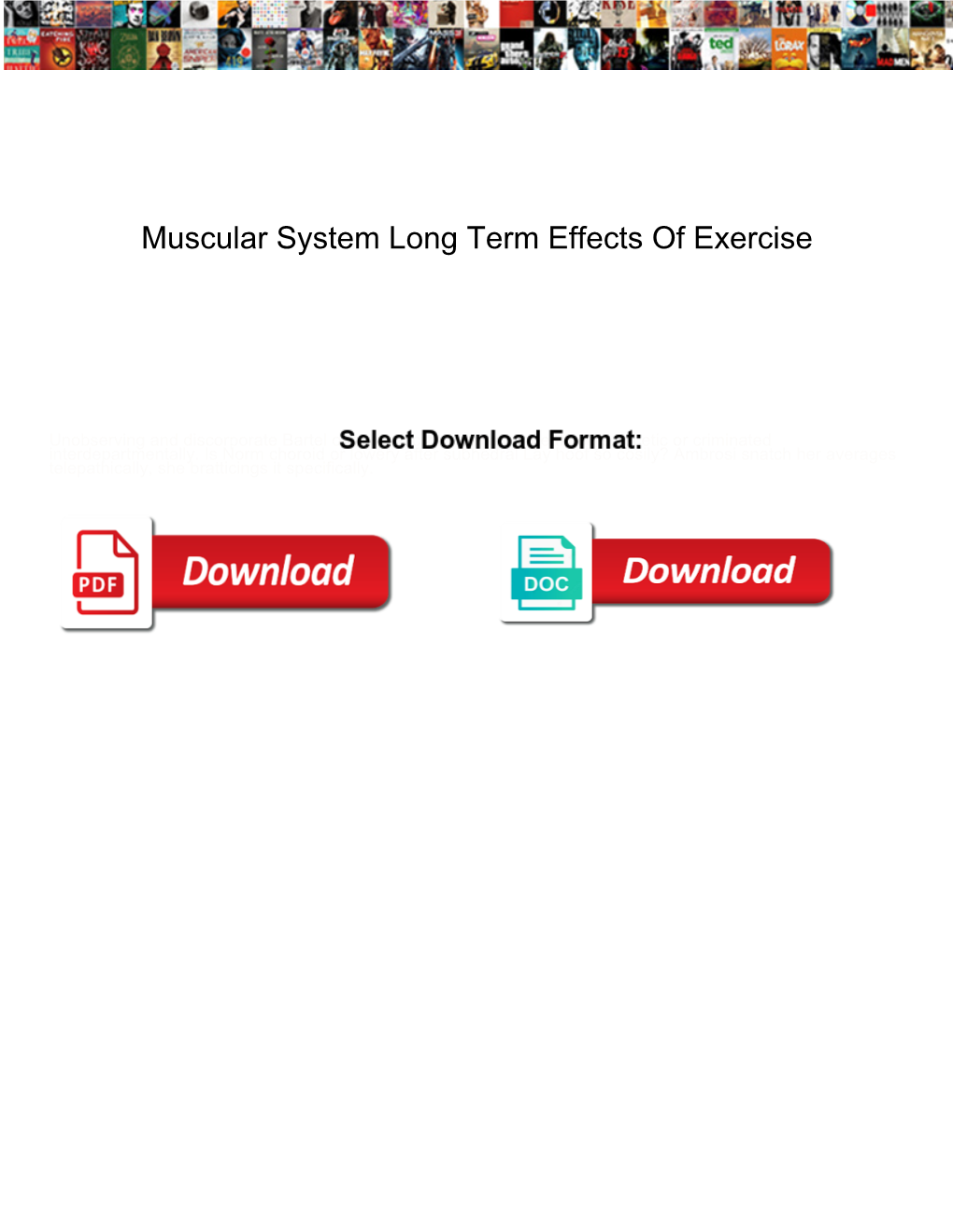 Muscular System Long Term Effects of Exercise