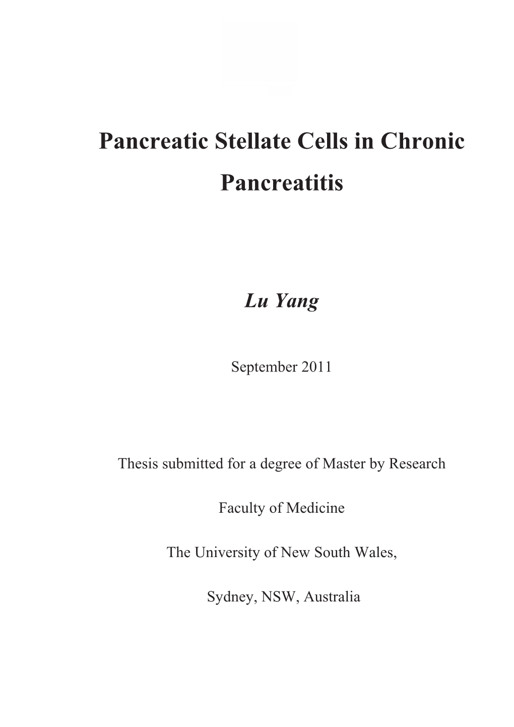 Pancreatic Stellate Cells in Chronic Pancreatitis