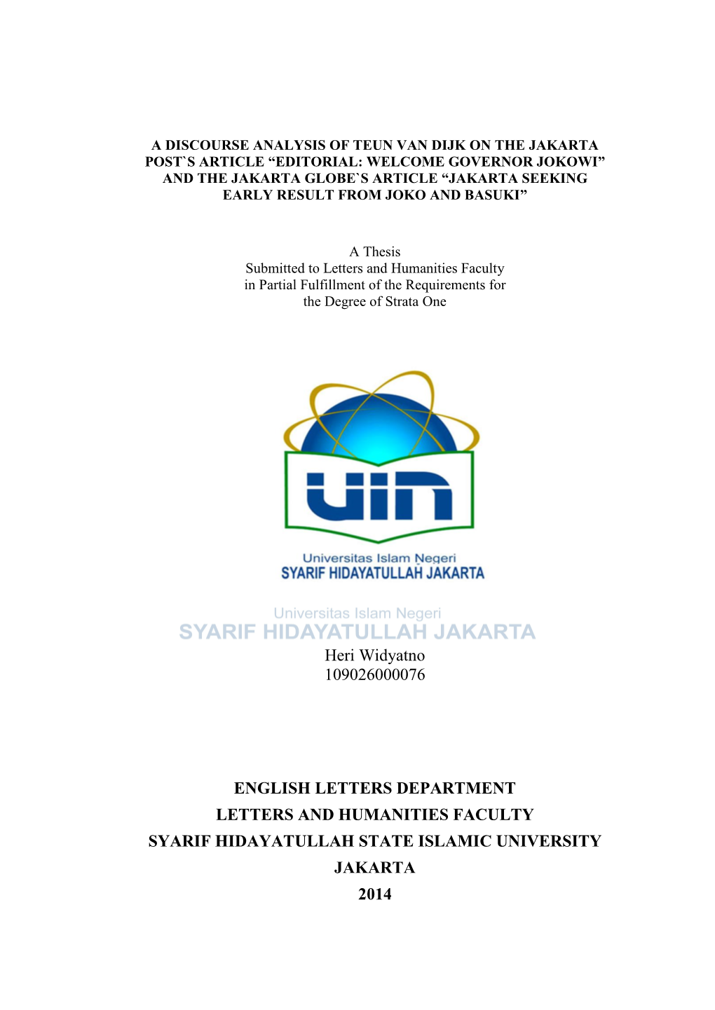 Heri Widyatno 109026000076 ENGLISH LETTERS