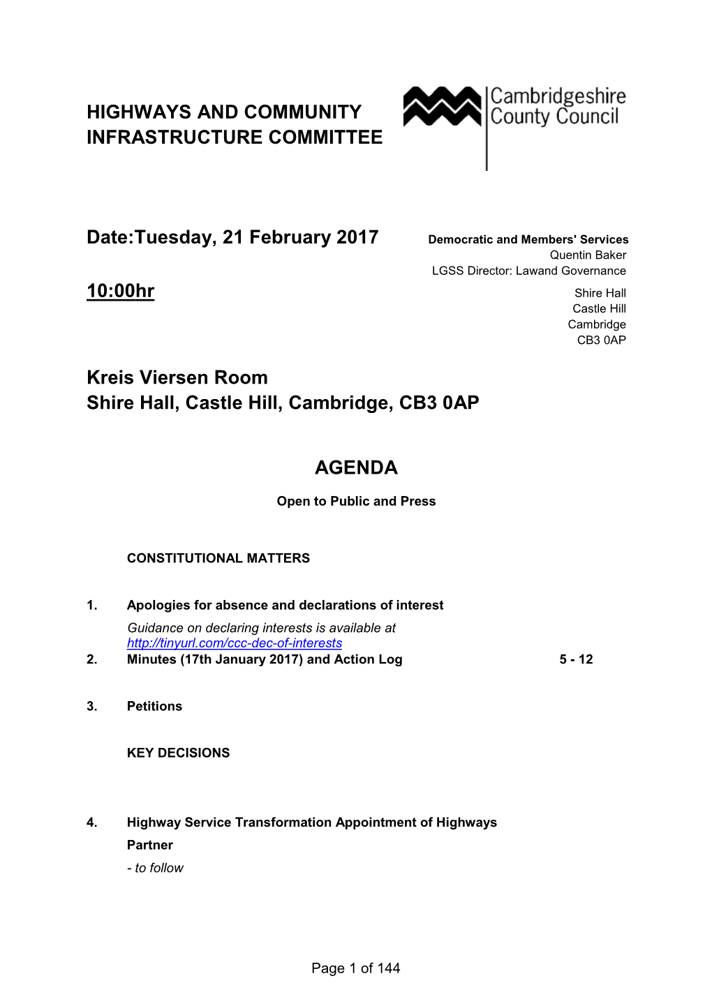 Highways and Community Infrastructure Committee