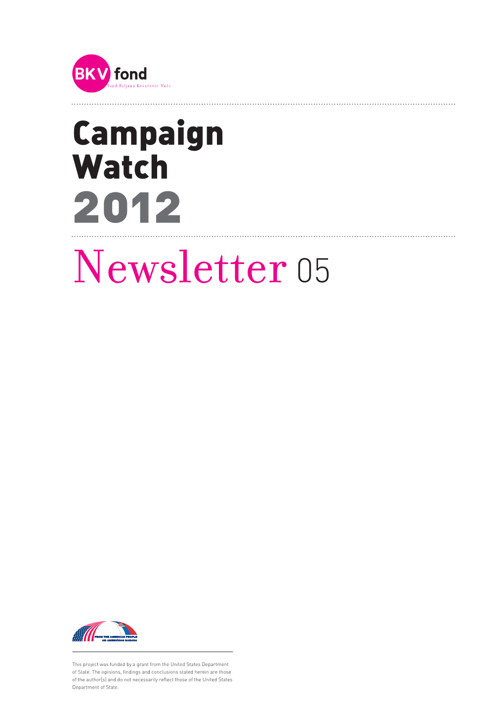 Newsletter No. 5, May 15, 2012