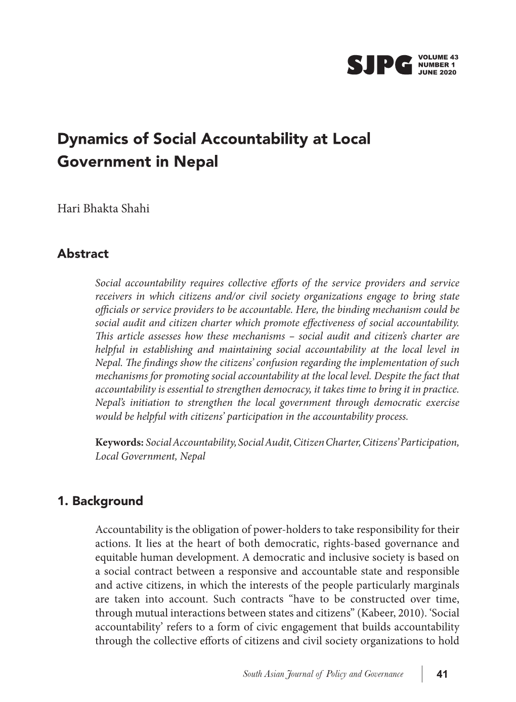 Dynamics of Social Accountability at Local Government in Nepal