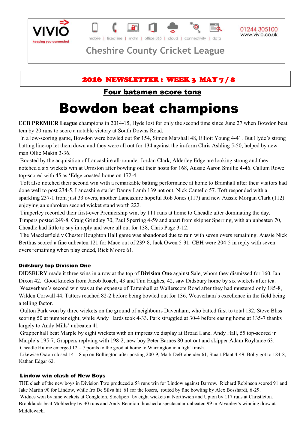 Bowdon Beat Champions