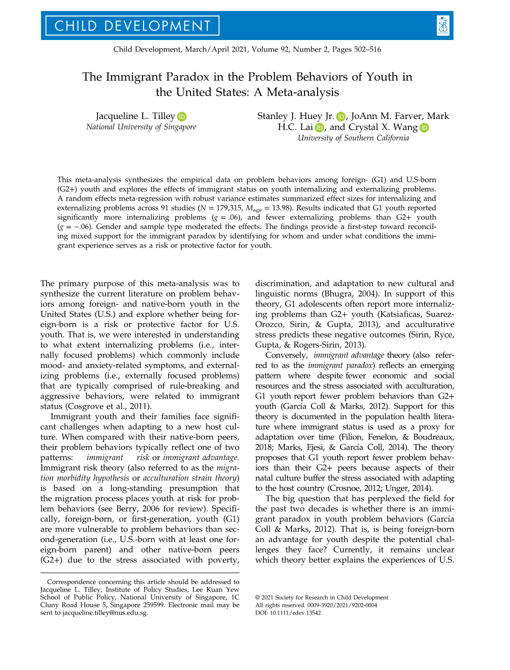 The Immigrant Paradox in the Problem Behaviors of Youth in the United States: a Meta-Analysis