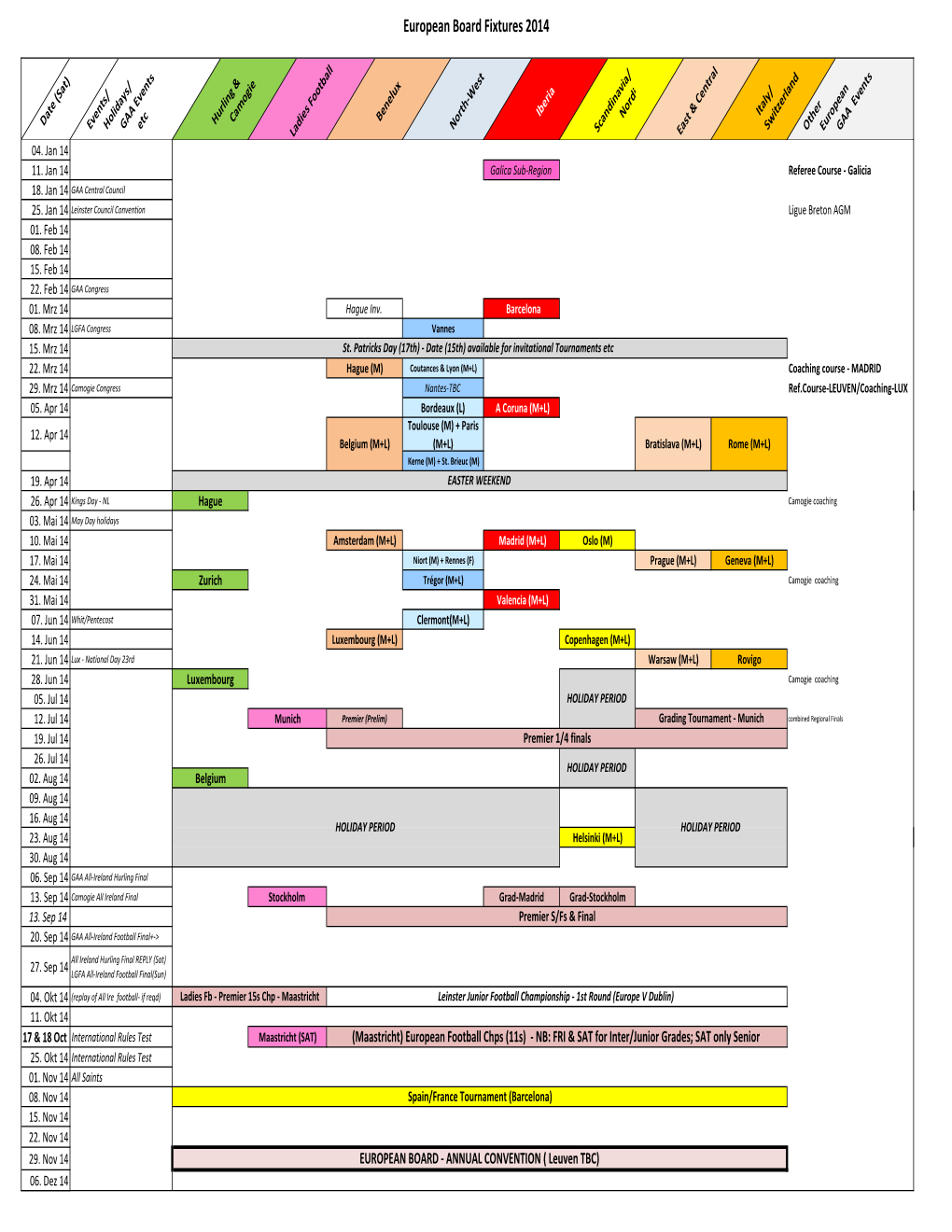 2014 ECB Master Fixtures Programme