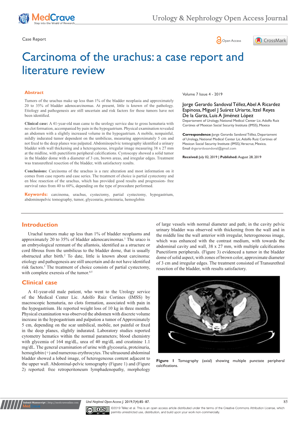 Carcinoma of the Urachus: a Case Report and Literature Review