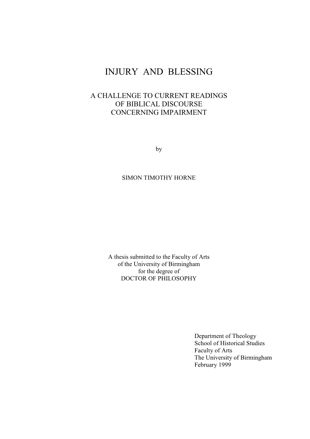 A Challenge to Current Readings of Biblical Discourse Concerning Impairment