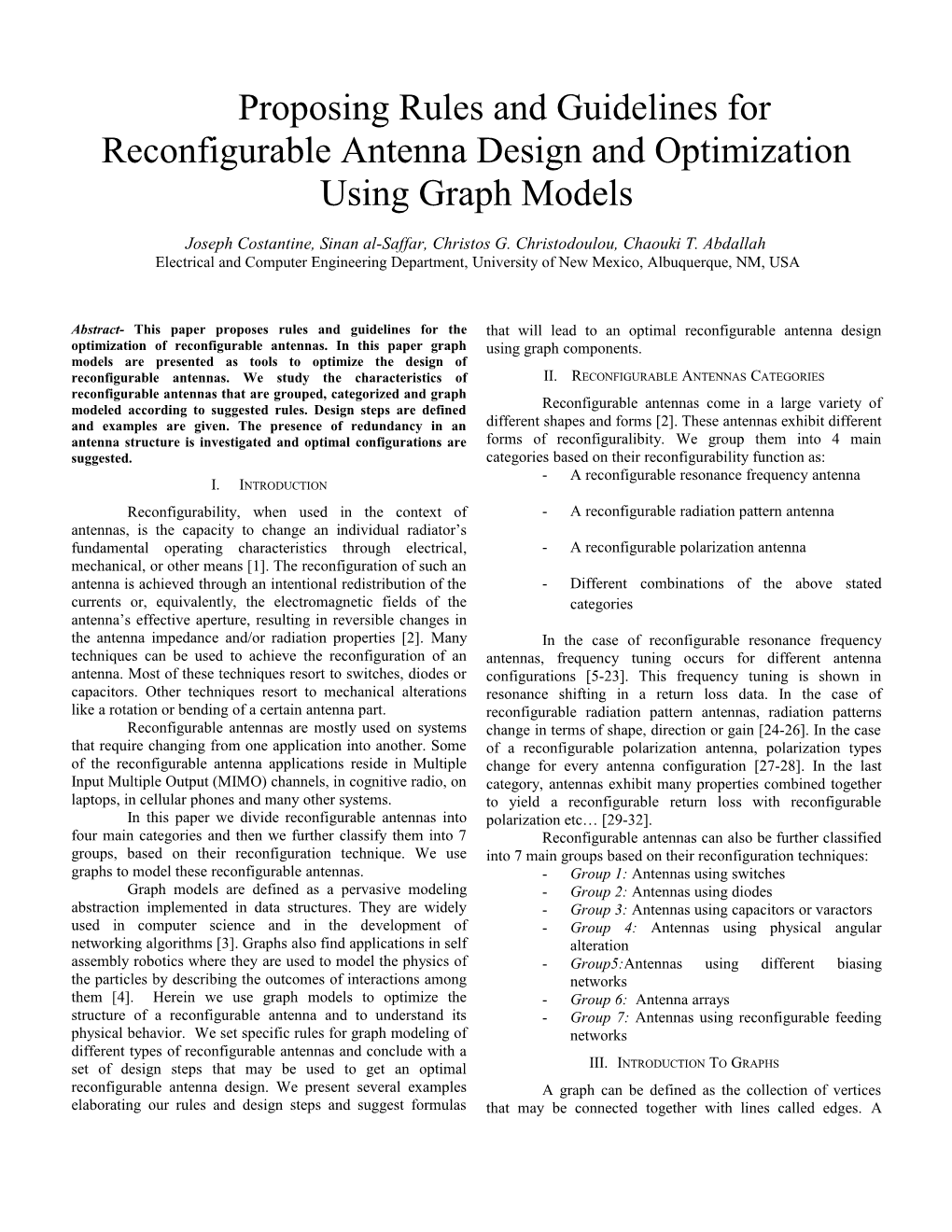 Reconfigurable Antenna Design and Optimization