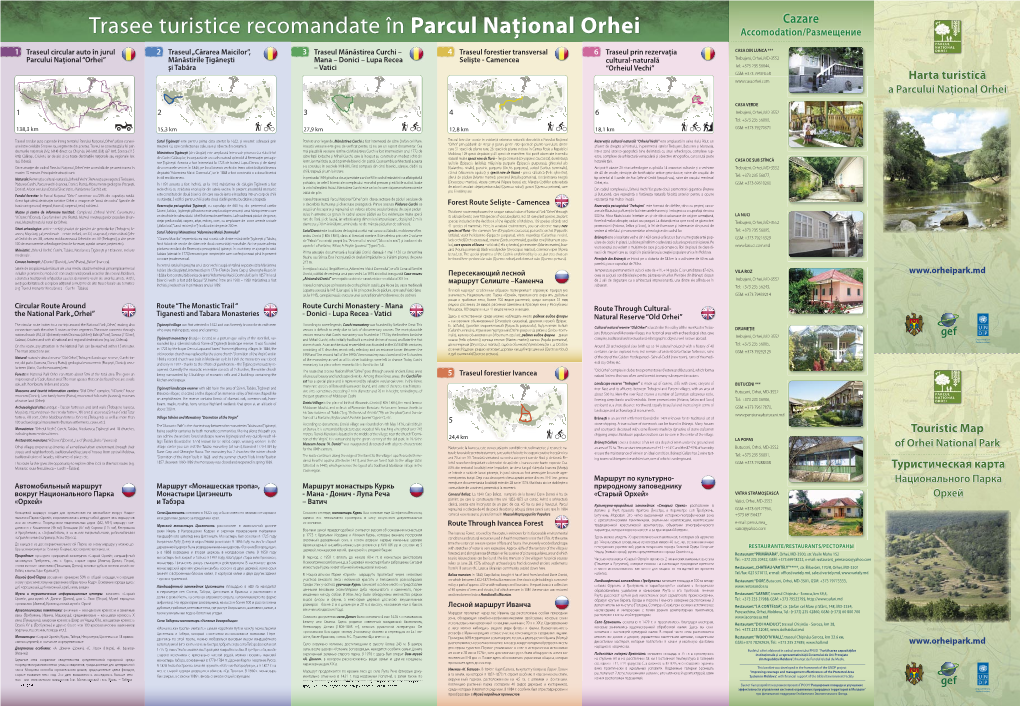 Trasee Turistice Recomandate În Parcul Naţional Orhei Accomodation/Размещение
