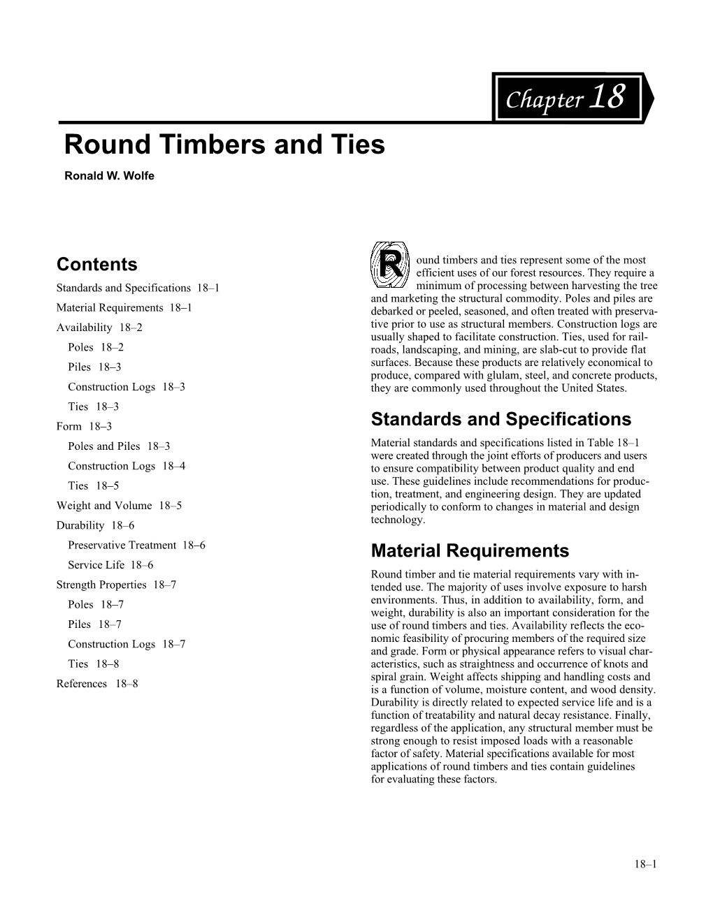 Wood Handbook--Chapter 18--Round Timbers and Ties