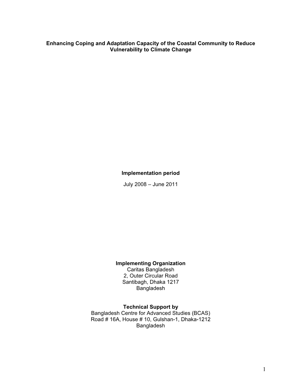 Enhancing Coping and Adaptation Capacity of the Coastal Community to Reduce Vulnerability to Climate Change