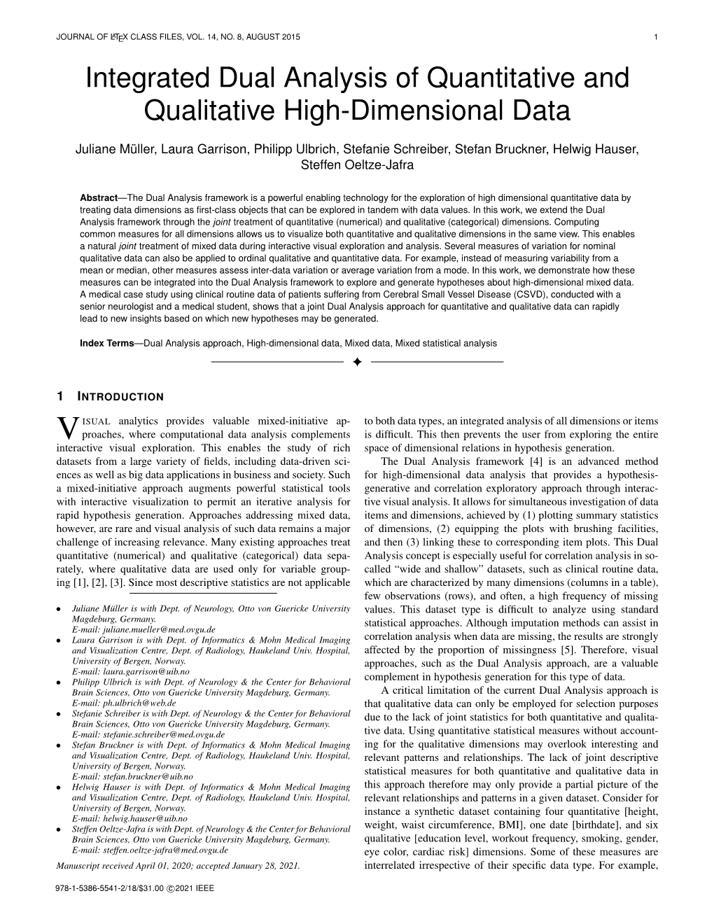 Integrated Dual Analysis of Quantitative and Qualitative High-Dimensional Data