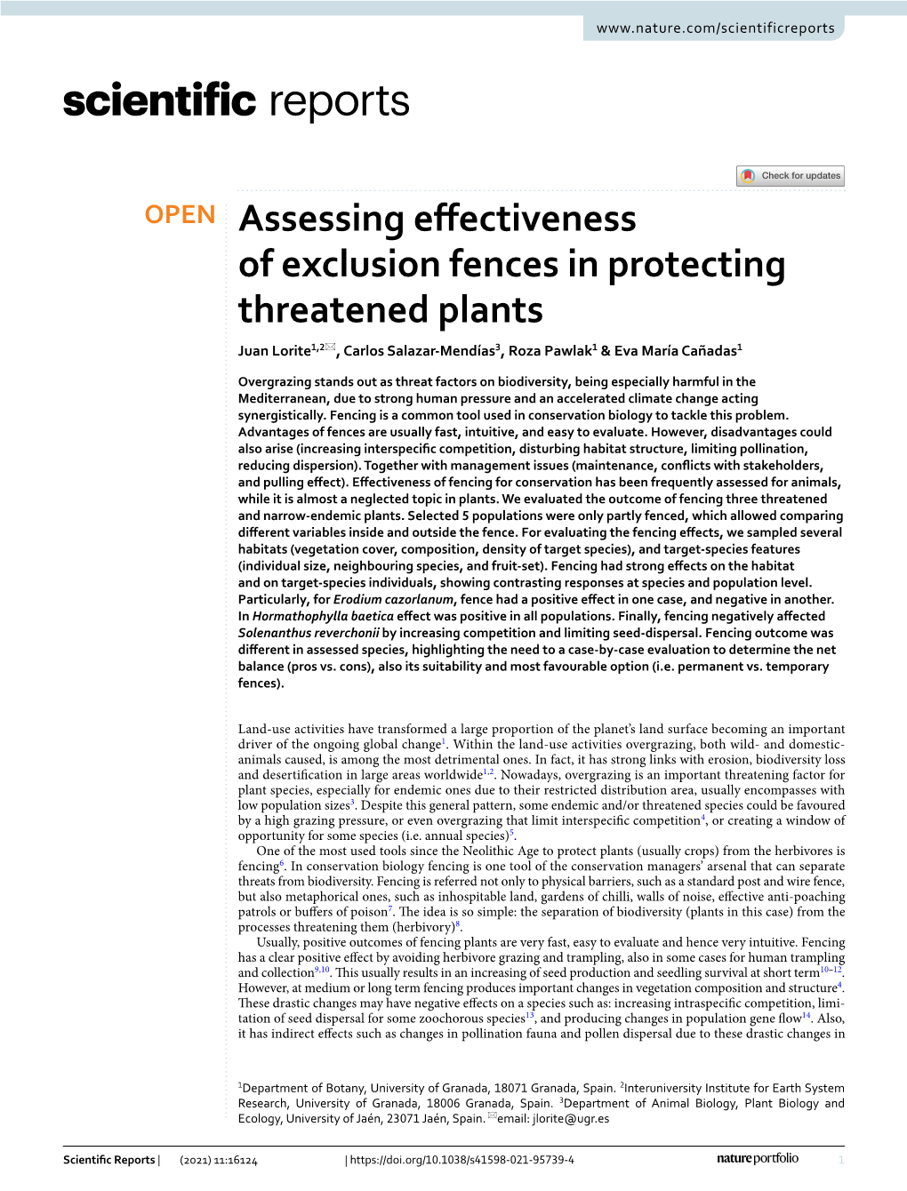 Assessing Effectiveness of Exclusion Fences in Protecting Threatened Plants