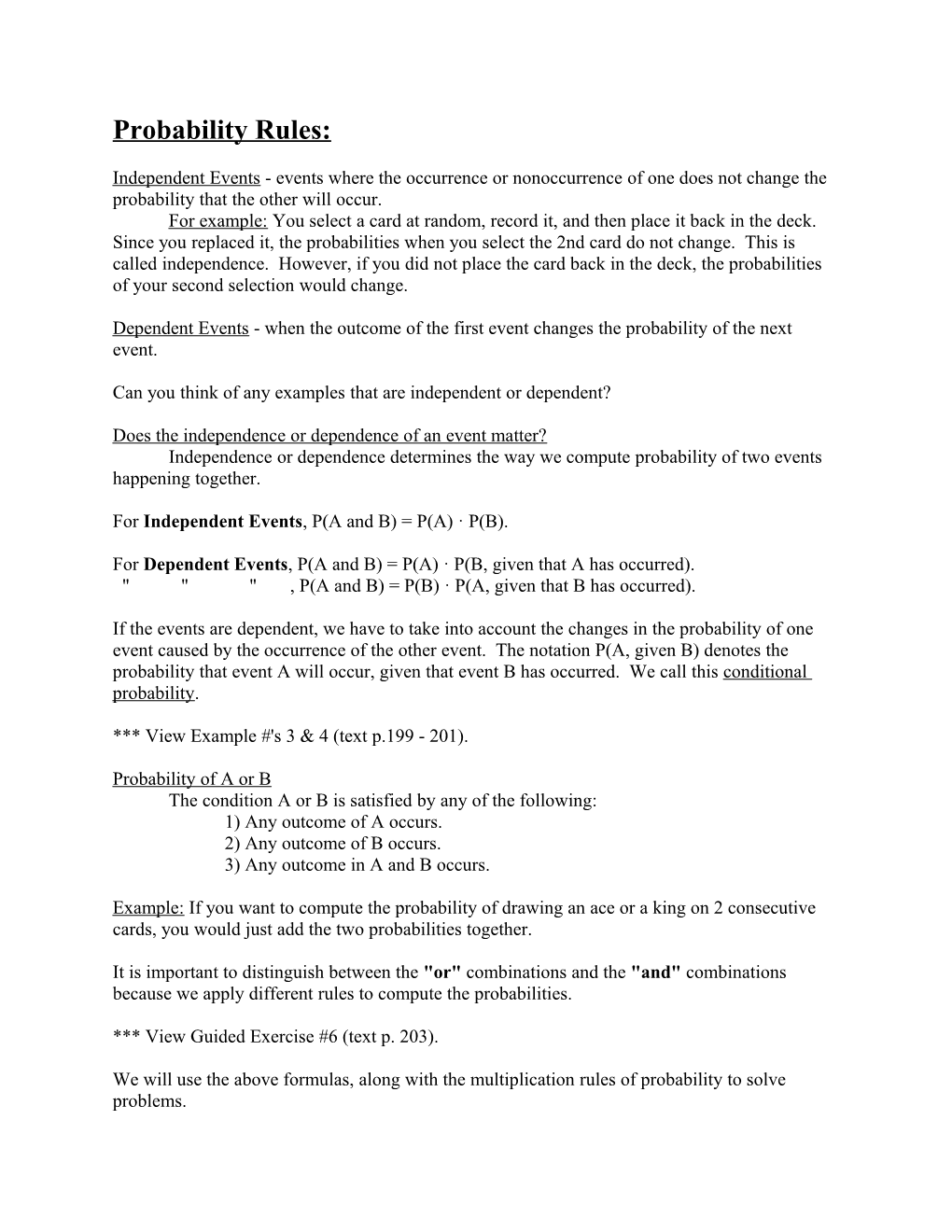 Probability Rules