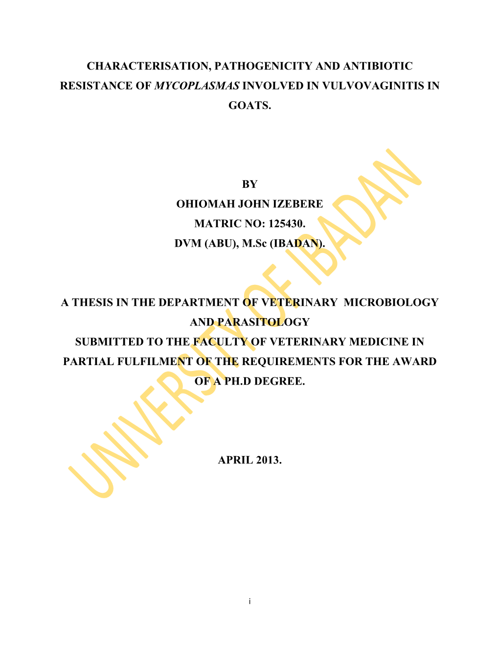 Characterization of Mollicutes and Other