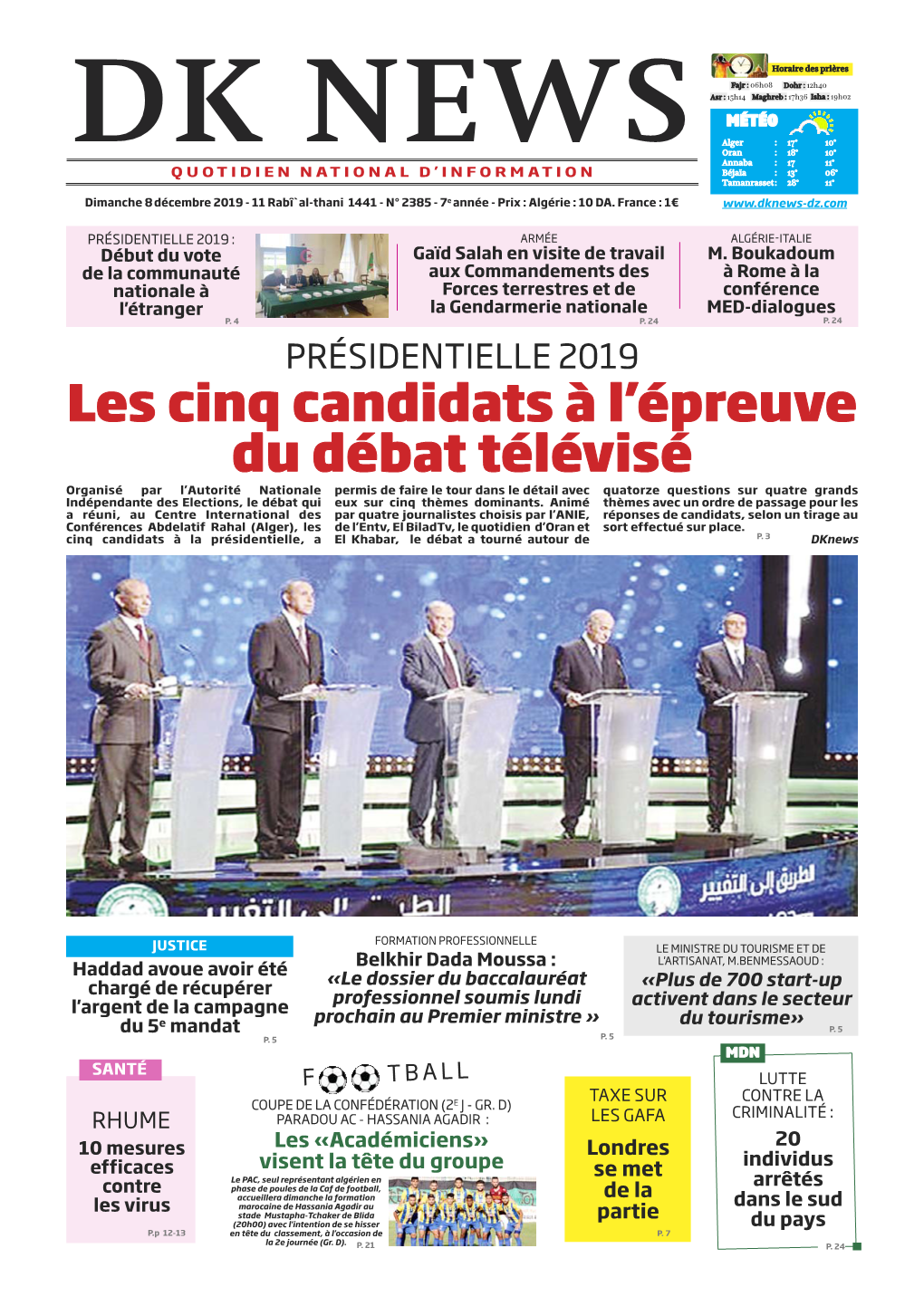 Les Cinq Candidats À L'épreuve Du Débat Télévisé