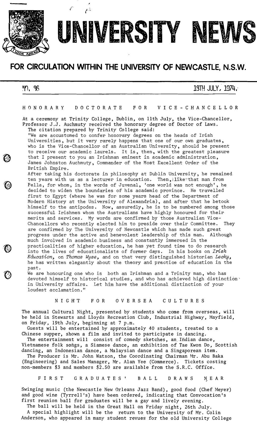 University News, the University of Newcastle, No. 86, 18 July 1974