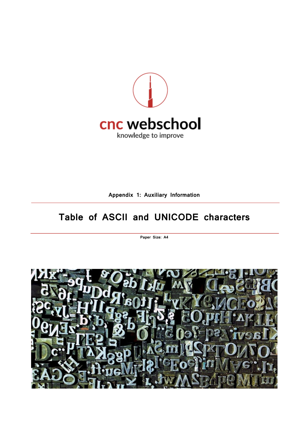 Table of ASCII and UNICODE Characters