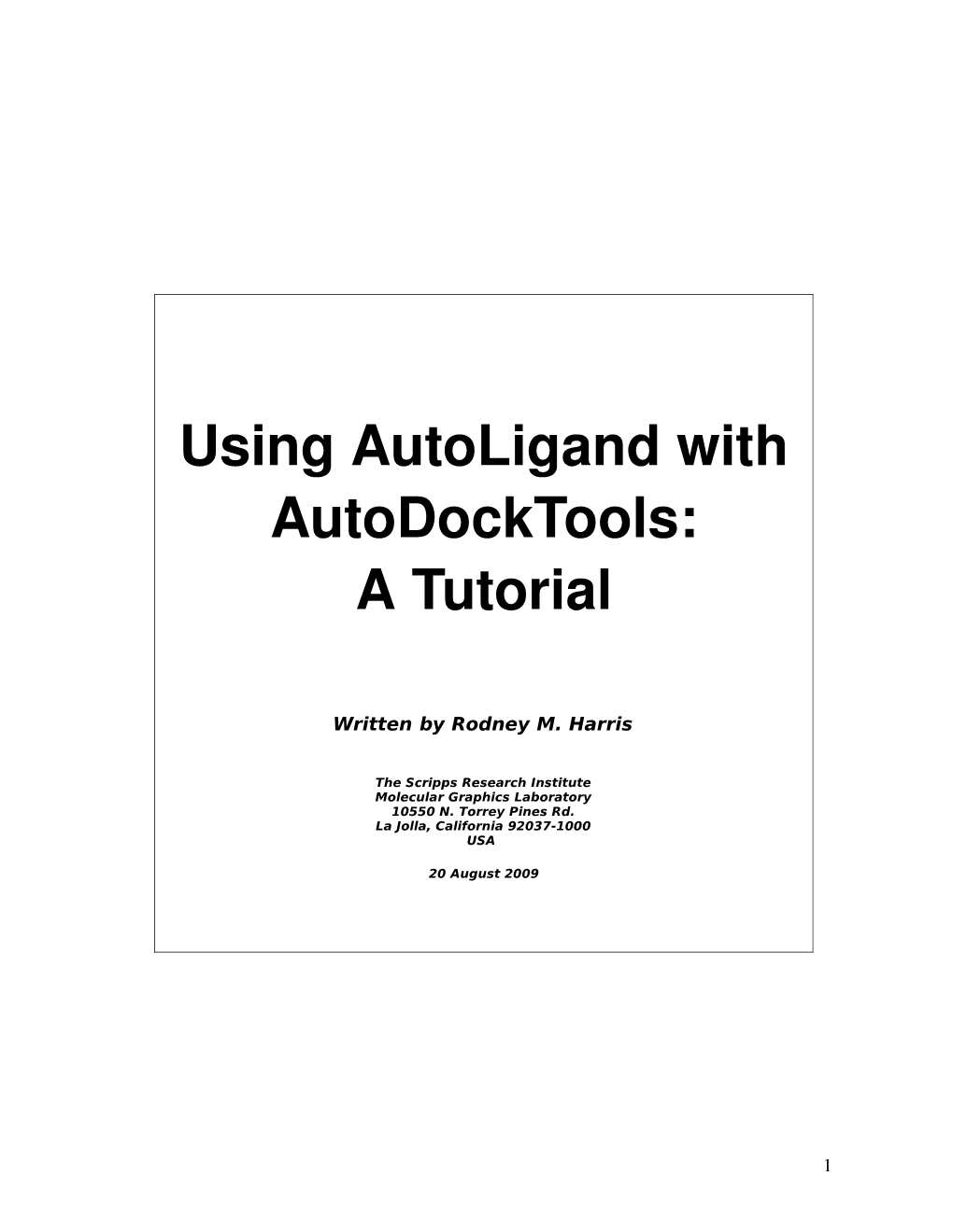 Autodocktools Tutorial Lab Manual