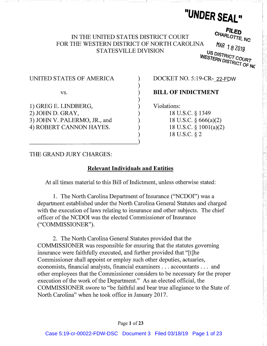 Download Lindberg Et Al Indictment