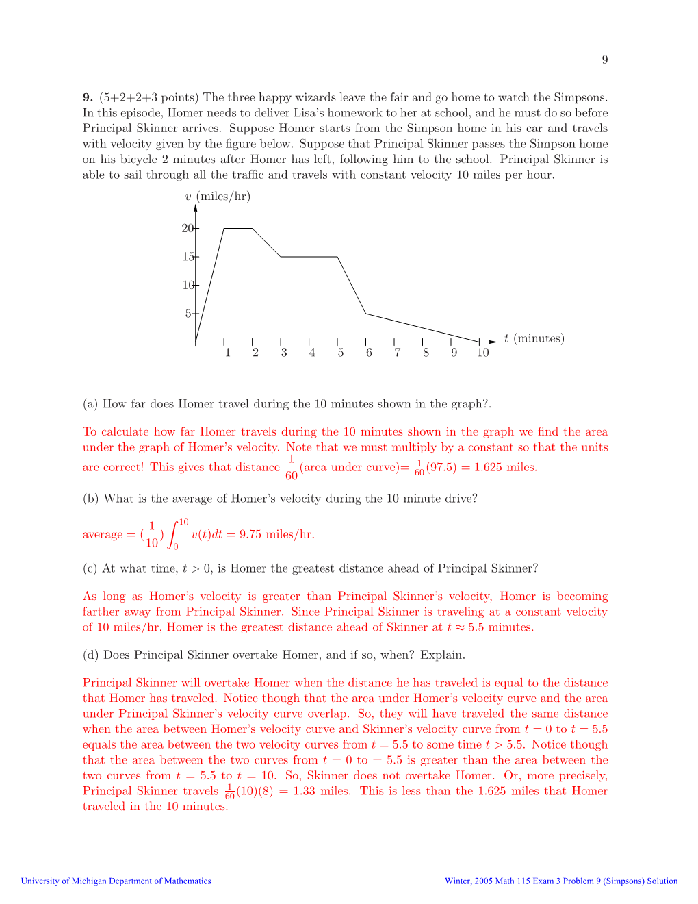 Winter, 2005 Math 115 Exam 3 Problem 9 (Simpsons) Solution