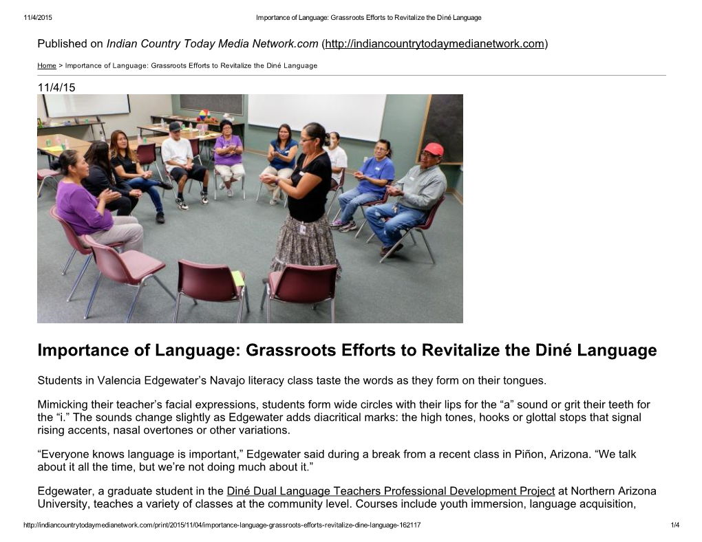 Grassroots Efforts to Revitalize the Diné Language