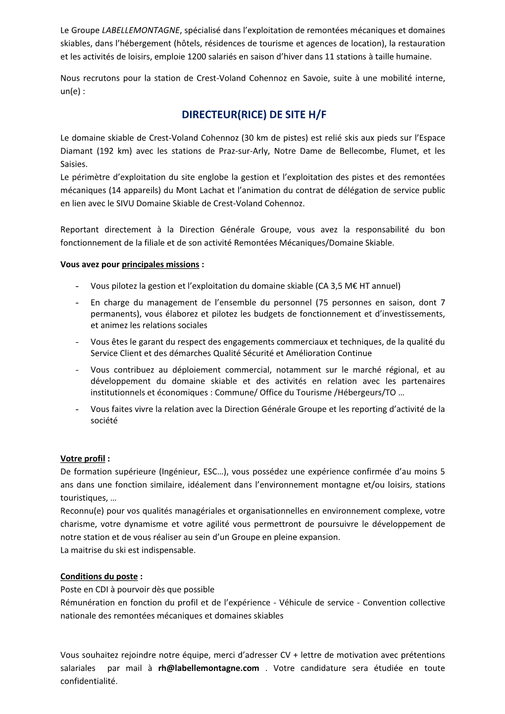 Directeur(Rice) De Site H/F