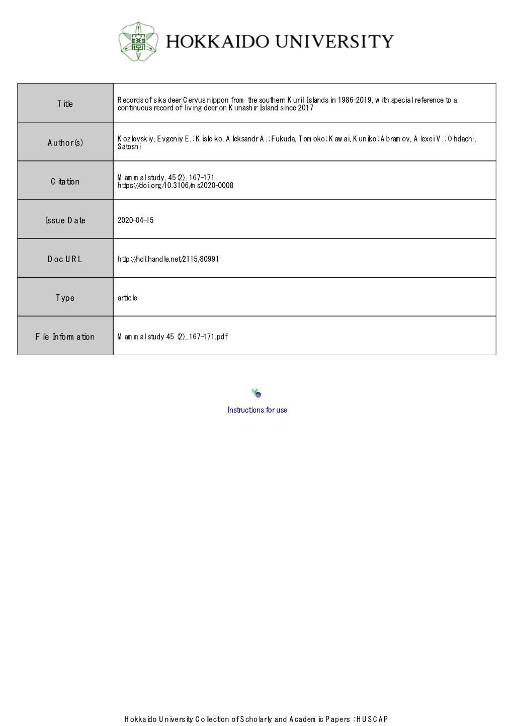 Mammal Study 45 (2) 167-171.Pdf