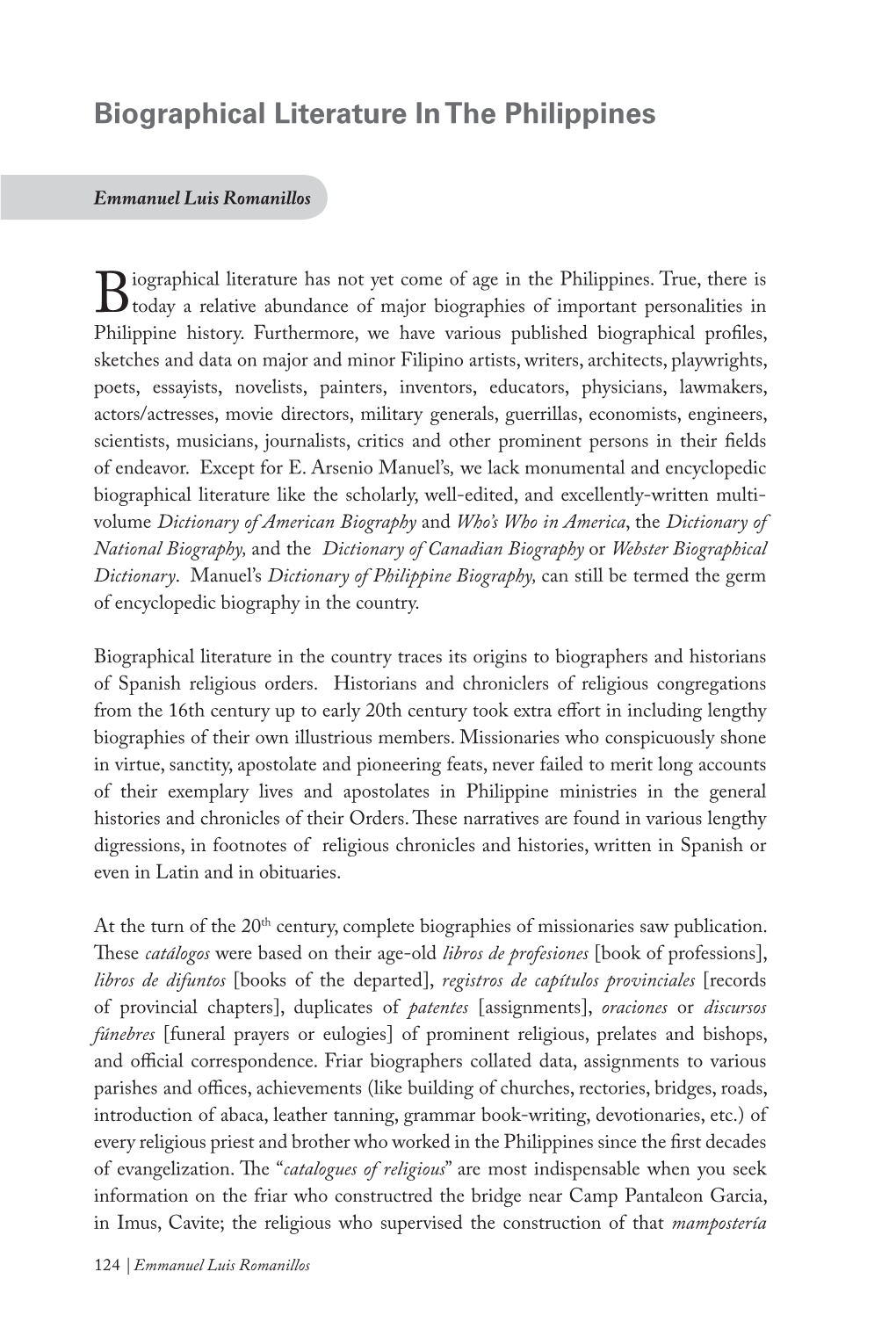 Biographical Literature in the Philippines