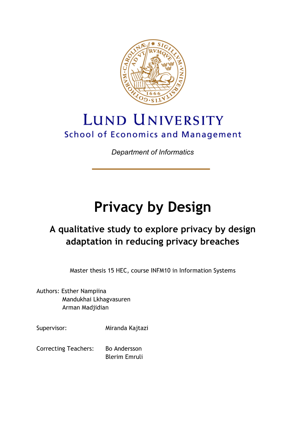 Privacy by Design