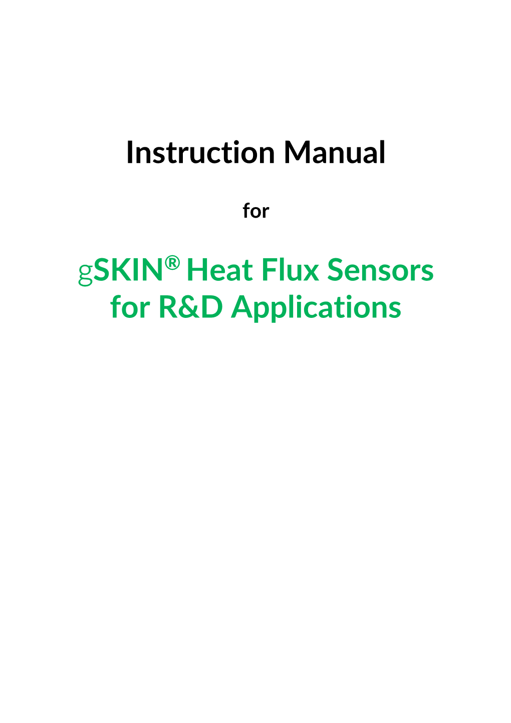 Instruction Manual Gskin® Heat Flux Sensors for R&D Applications