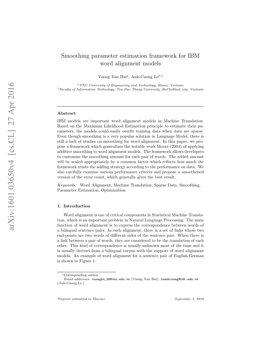 Smoothing Parameter Estimation Framework for IBM Word Alignment