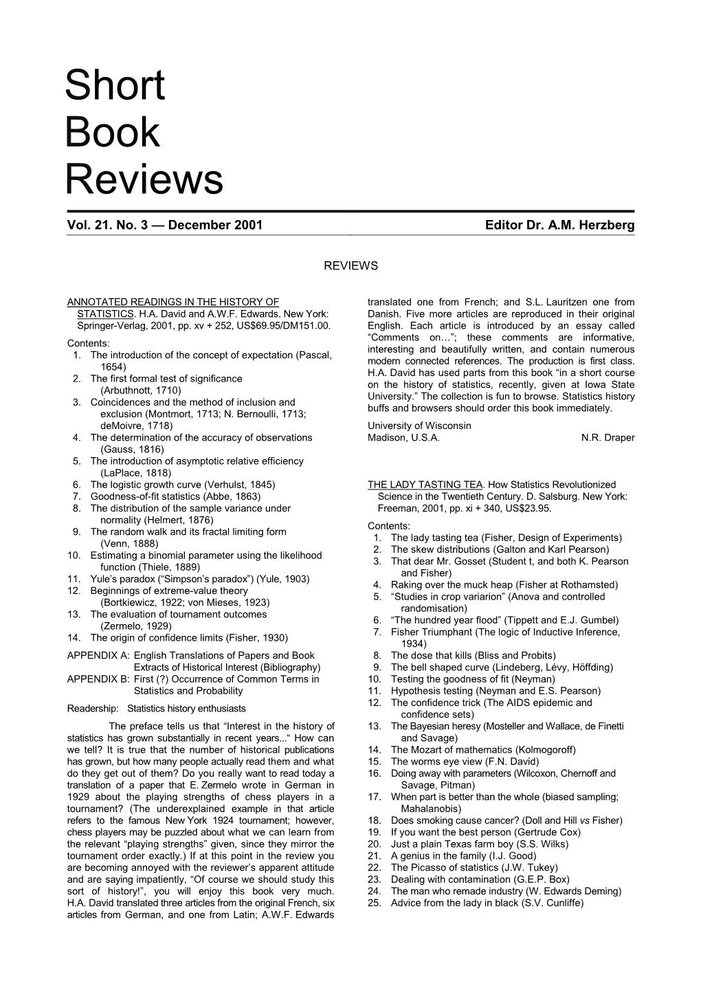 Short Book Reviews, APPENDIX: References by Field of Application for Bayesian Vol