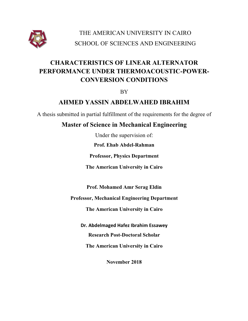 Characteristics of Linear Alternator Performance Under Thermoacoustic-Power- Conversion Conditions